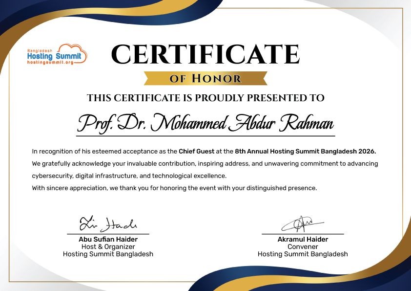 Honorary Award — Chief Guest, DATA Center Hosting Summit