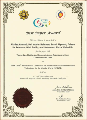 Best Paper Award — ICT4M 2014